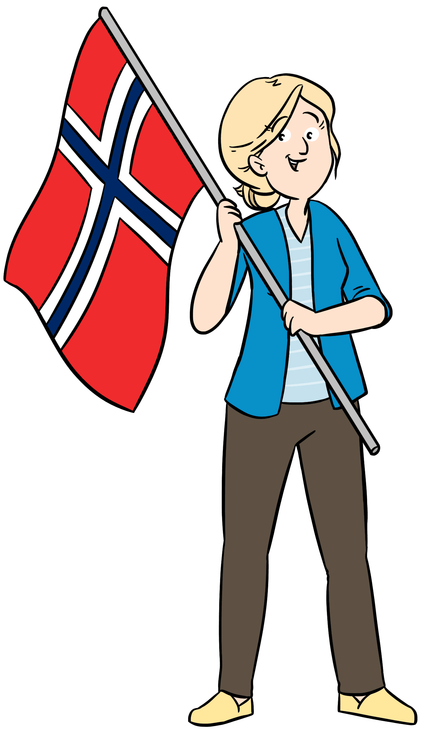 Person som holder det norske flagget.