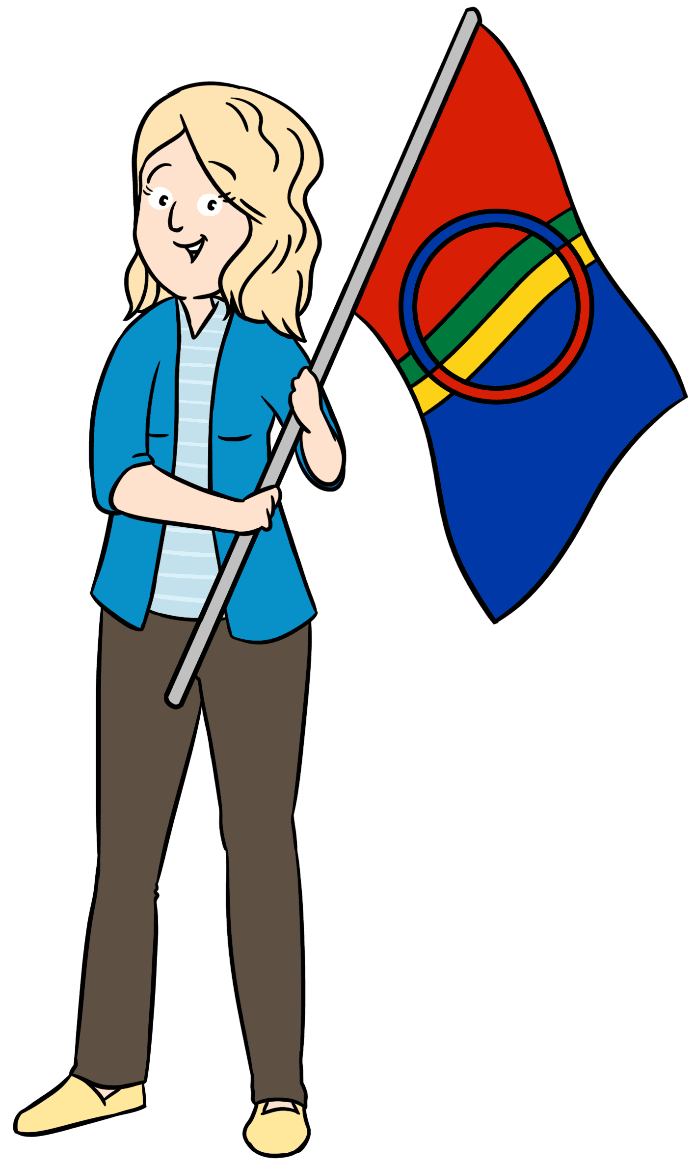 Person som holder det samiske flagget.