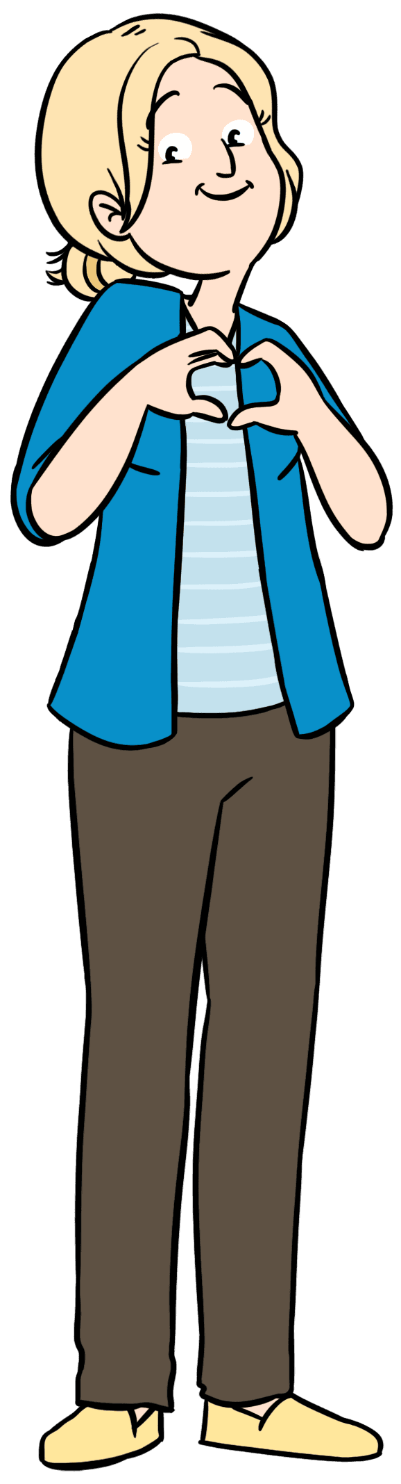 Person som former et hjerte med hendene, symbol på omsorg og inkludering.